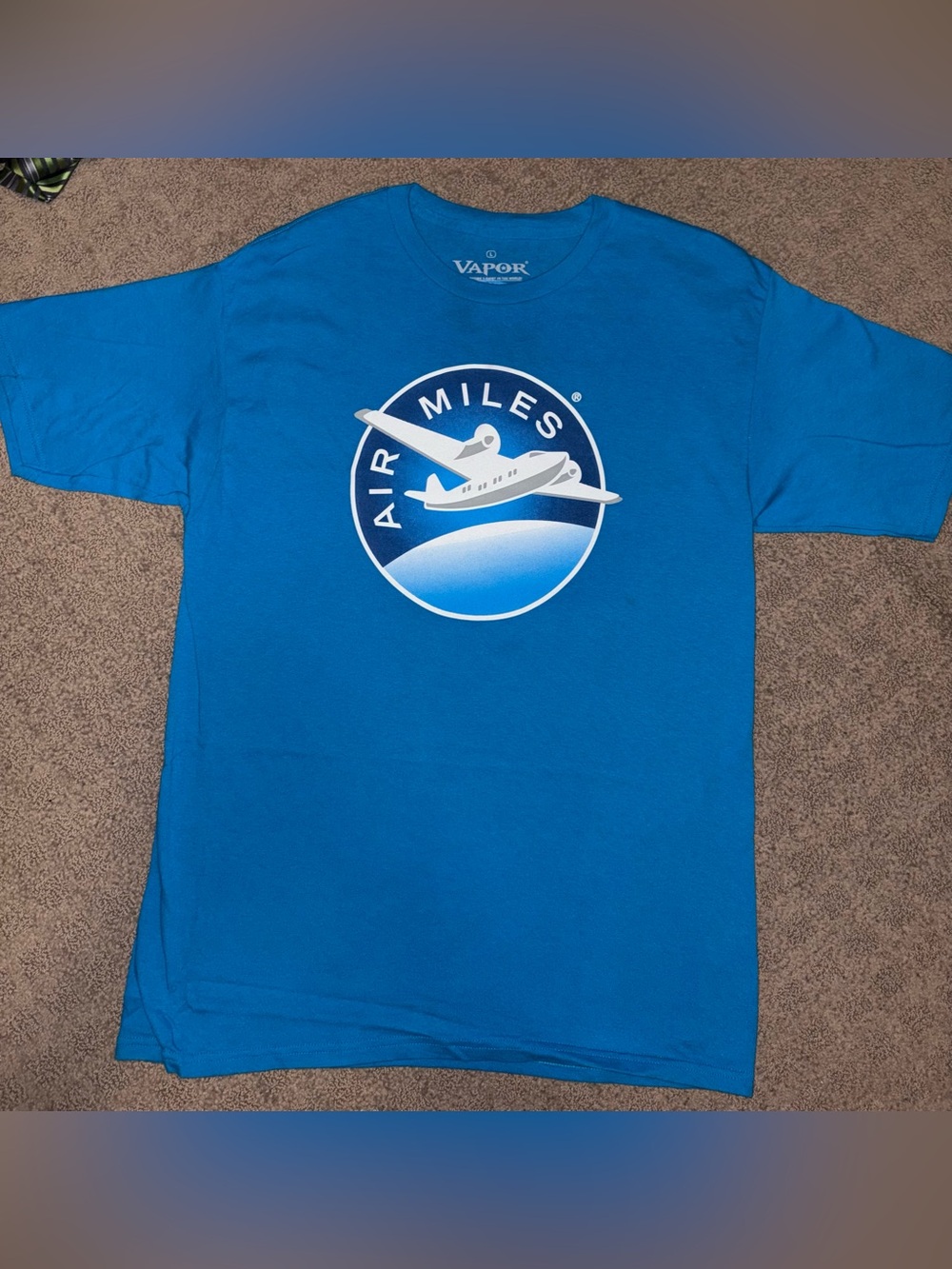 Like NEW, AIR MILES Blue Graphic Tee, Men’s T-Shirt Size L, Brand Named Vapor.
